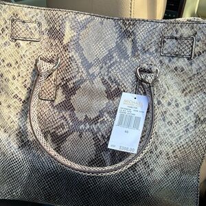 Michael Kors Snake Print Tote in Beige and Gray